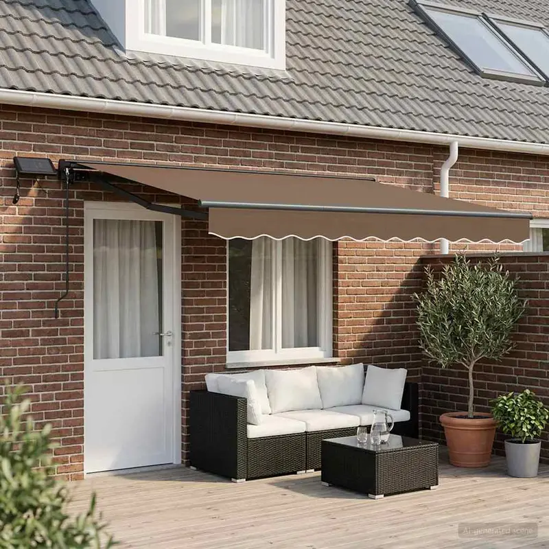 Vidaxl handmatige luifelhouder met led's taupe 4 x 2 m