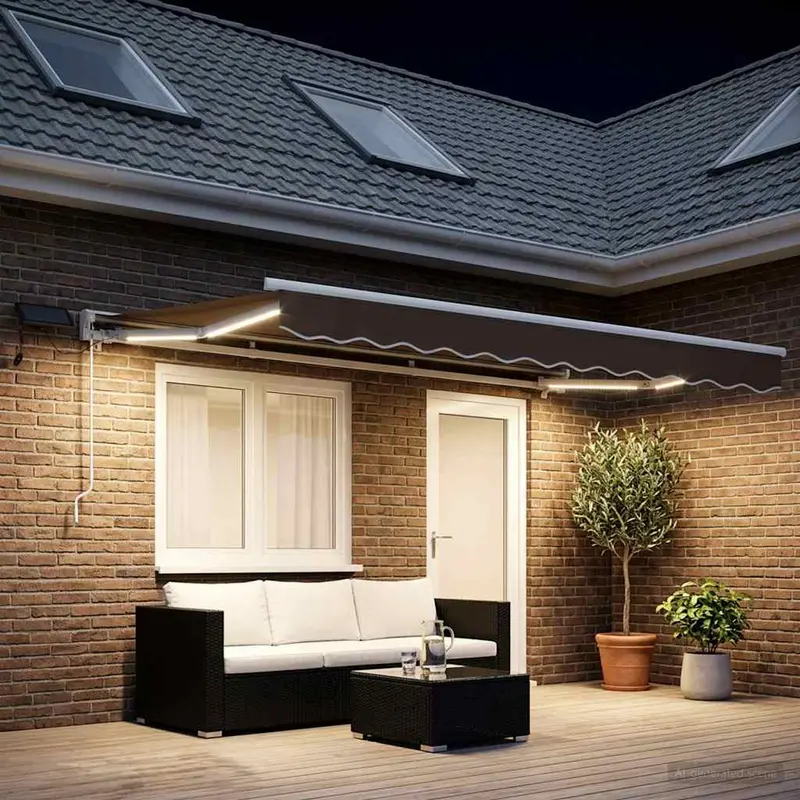 Vidaxl handmatige luifelhouder met led's taupe 4 x 2 m