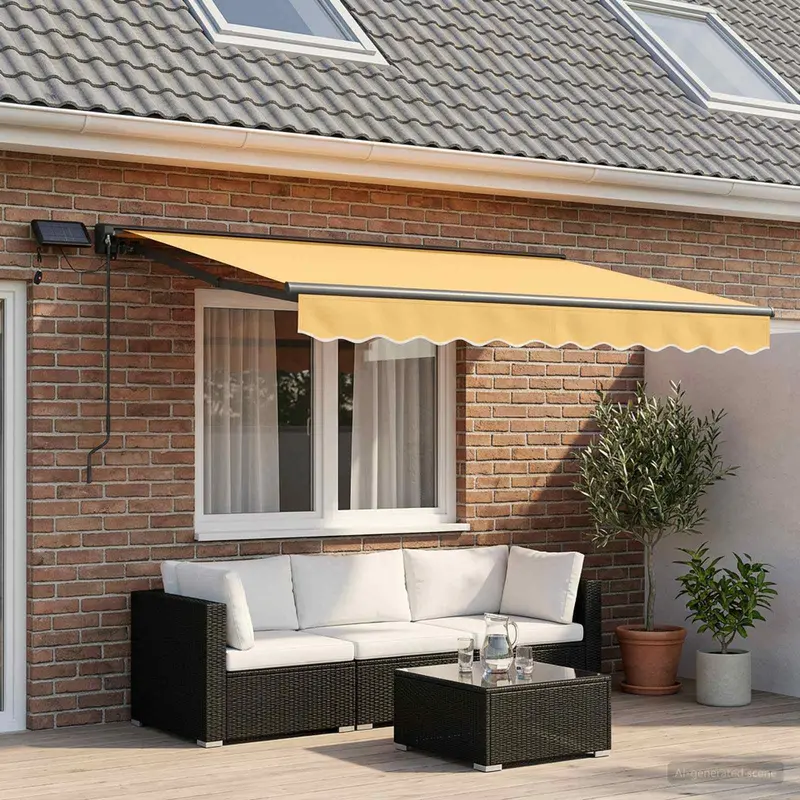 Vidaxl handmatige luifelhouder met led's zand 3,5 x 2 m