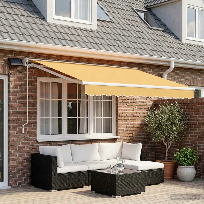 Vidaxl handmatige luifelhouder met led's zand 3,5 x 2 m