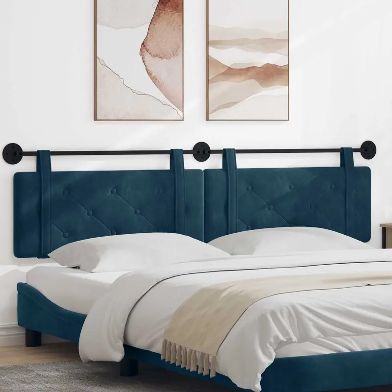 Vidaxl hangend hoofdbord blauw fluweel