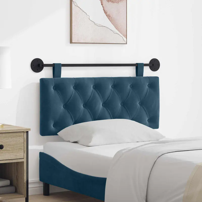 Vidaxl hangend hoofdbord blauw fluweel