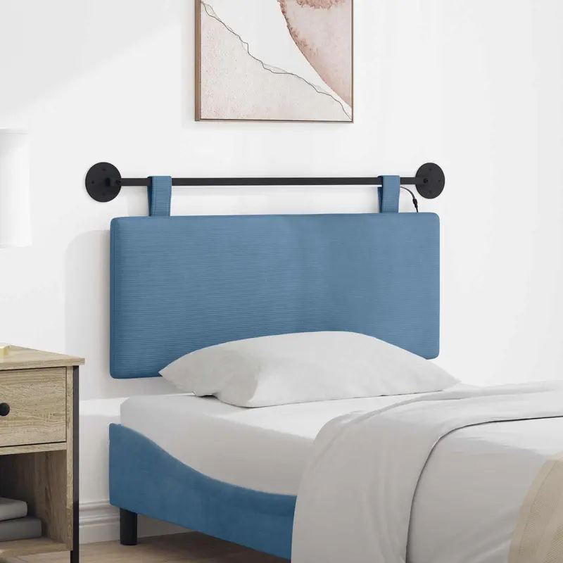 Vidaxl hangend hoofdbord blauw katoen stof