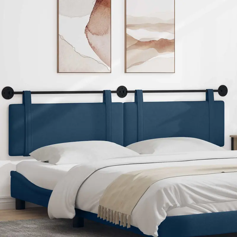 Vidaxl hangend hoofdbord blauw stof