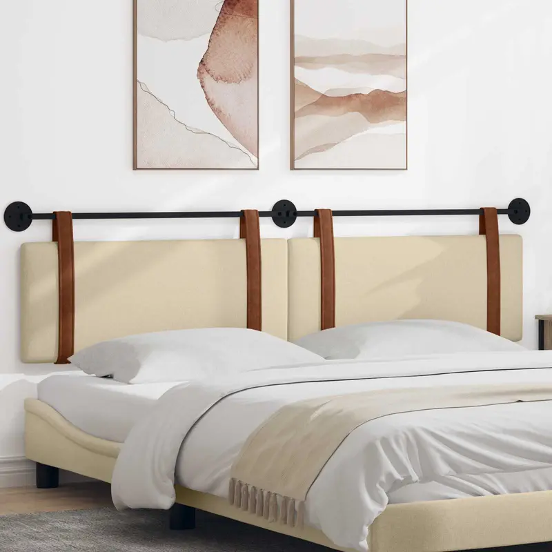 Vidaxl hangend hoofdbord crème antiek pu