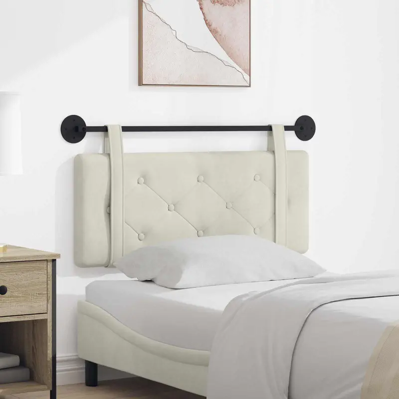 Vidaxl hangend hoofdbord crème fluweel