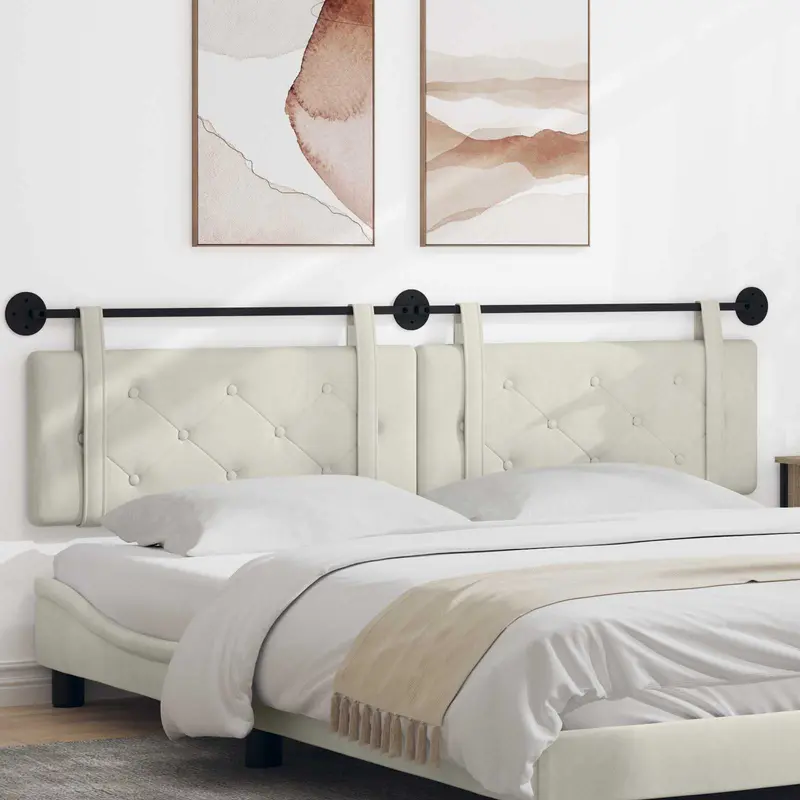 Vidaxl hangend hoofdbord crème fluweel