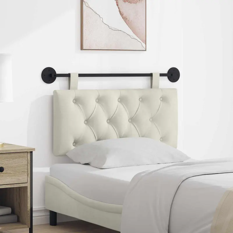 Vidaxl hangend hoofdbord crèmekleurig fluweel