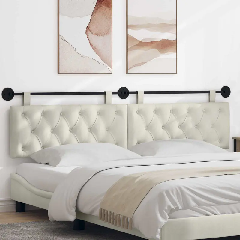 Vidaxl hangend hoofdbord crèmekleurig fluweel
