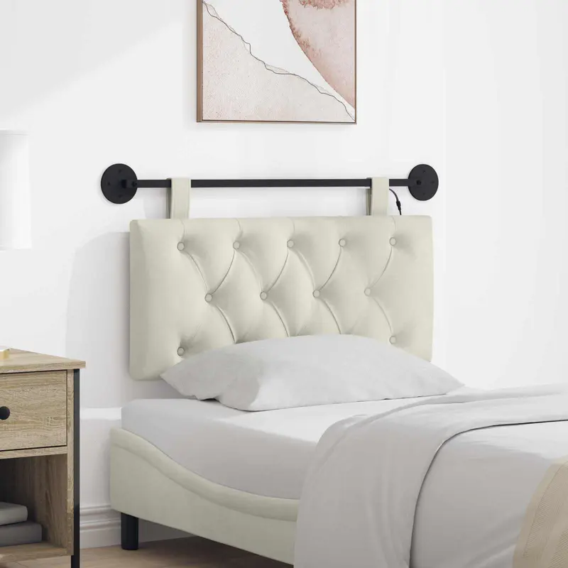 Vidaxl hangend hoofdbord crèmekleurig fluweel