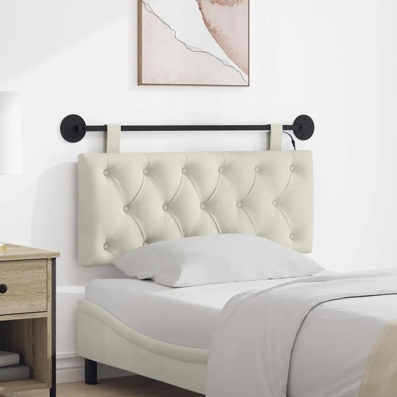 Vidaxl hangend hoofdbord crèmekleurig fluweel