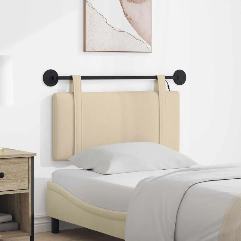 Vidaxl hangend hoofdbord crèmekleurig stof