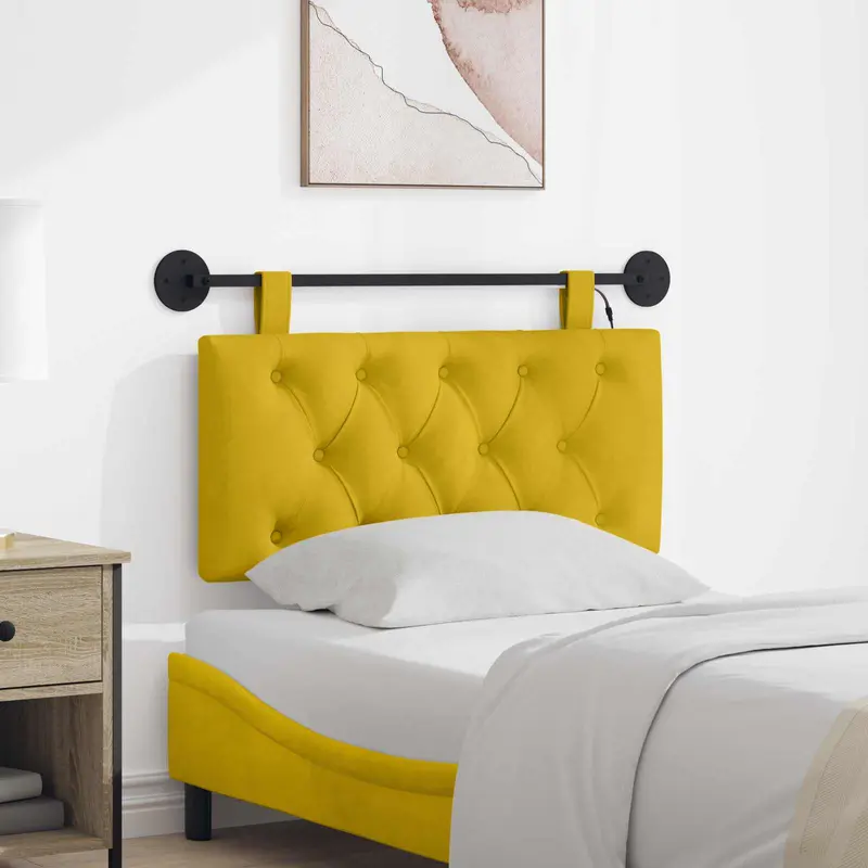 Vidaxl hangend hoofdbord geel fluweel