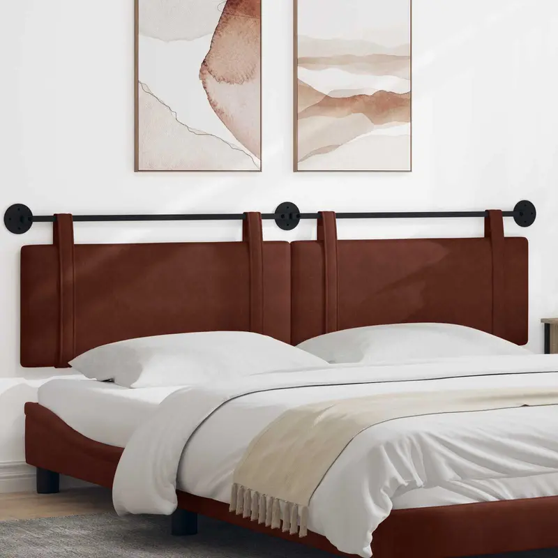 Vidaxl hangend hoofdbord glanzend bruin antiek pu