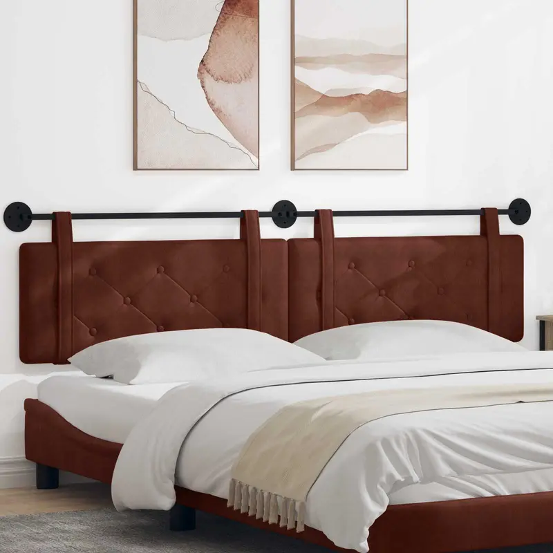 Vidaxl hangend hoofdbord glanzend bruin antiek pu