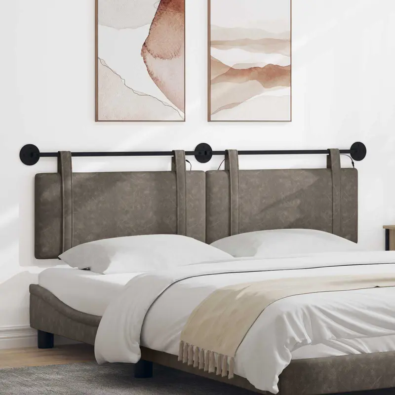 Vidaxl hangend hoofdbord grijs antiek pu