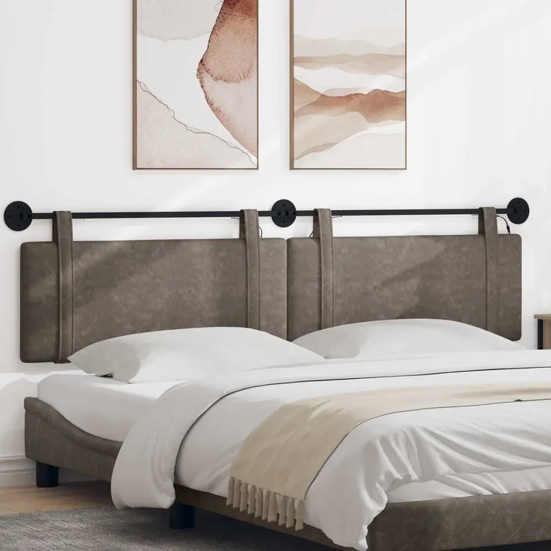Vidaxl hangend hoofdbord grijs antiek pu