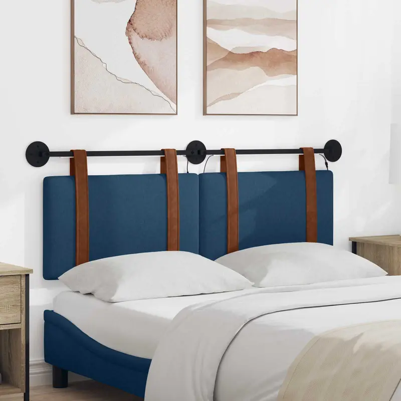 Vidaxl hangend hoofdbord met led-verlichting blauw antiek pu