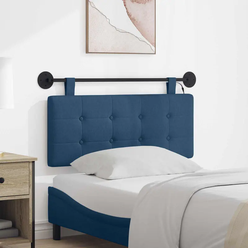 Vidaxl hangend hoofdbord met led-verlichting blauw stof
