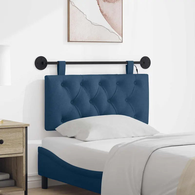 Vidaxl hangend hoofdbord met led-verlichting blauw stof