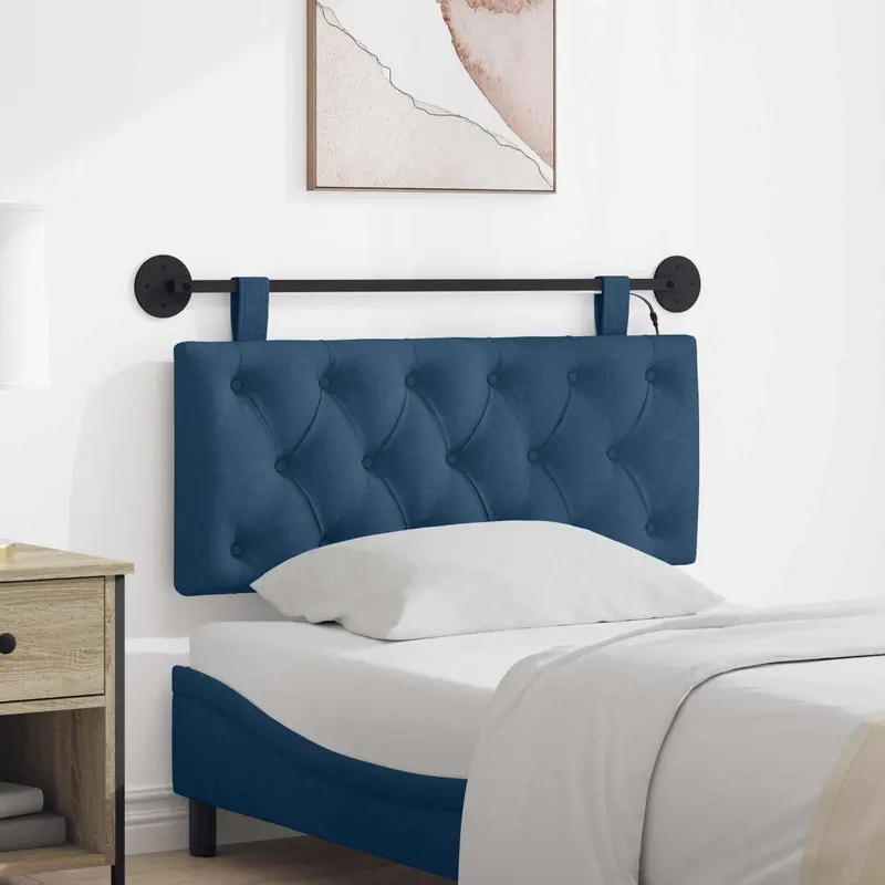 Vidaxl hangend hoofdbord met led-verlichting blauw stof