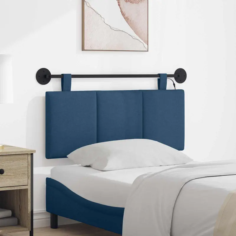 Vidaxl hangend hoofdbord met led-verlichting blauw stof
