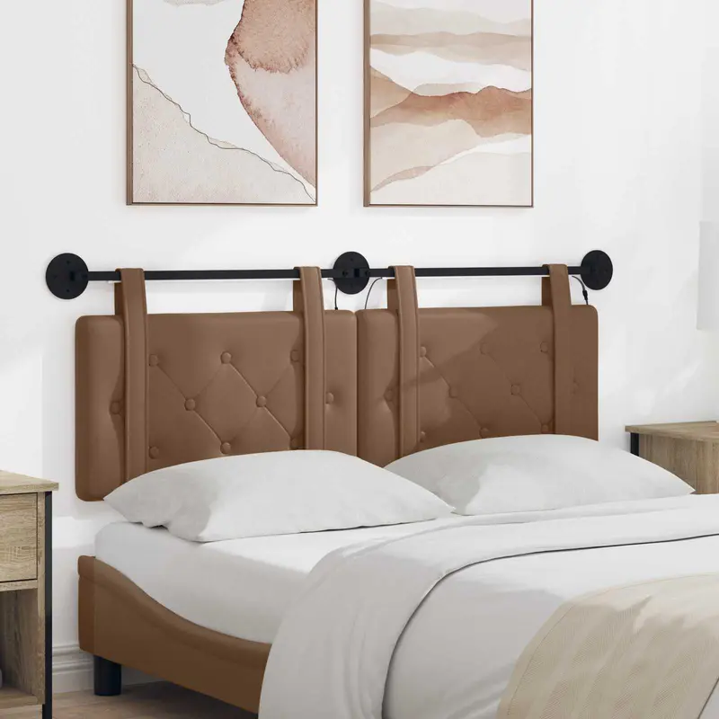 Vidaxl hangend hoofdbord met led-verlichting cappuccino kunstleer