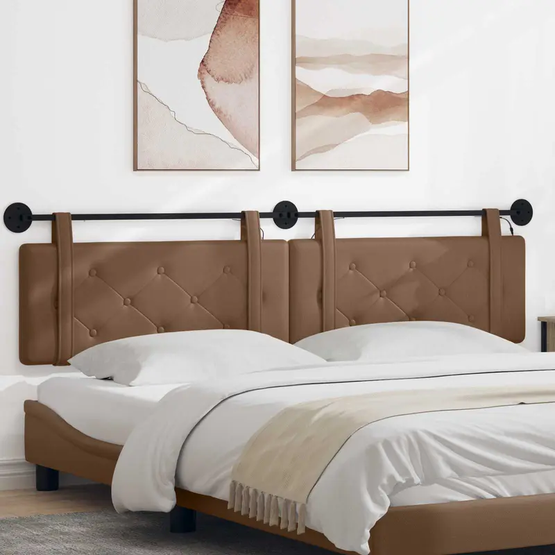 Vidaxl hangend hoofdbord met led-verlichting cappuccino kunstleer