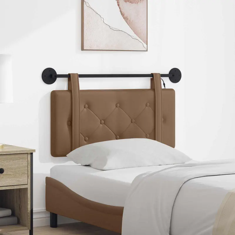 Vidaxl hangend hoofdbord met led-verlichting cappuccino kunstleer