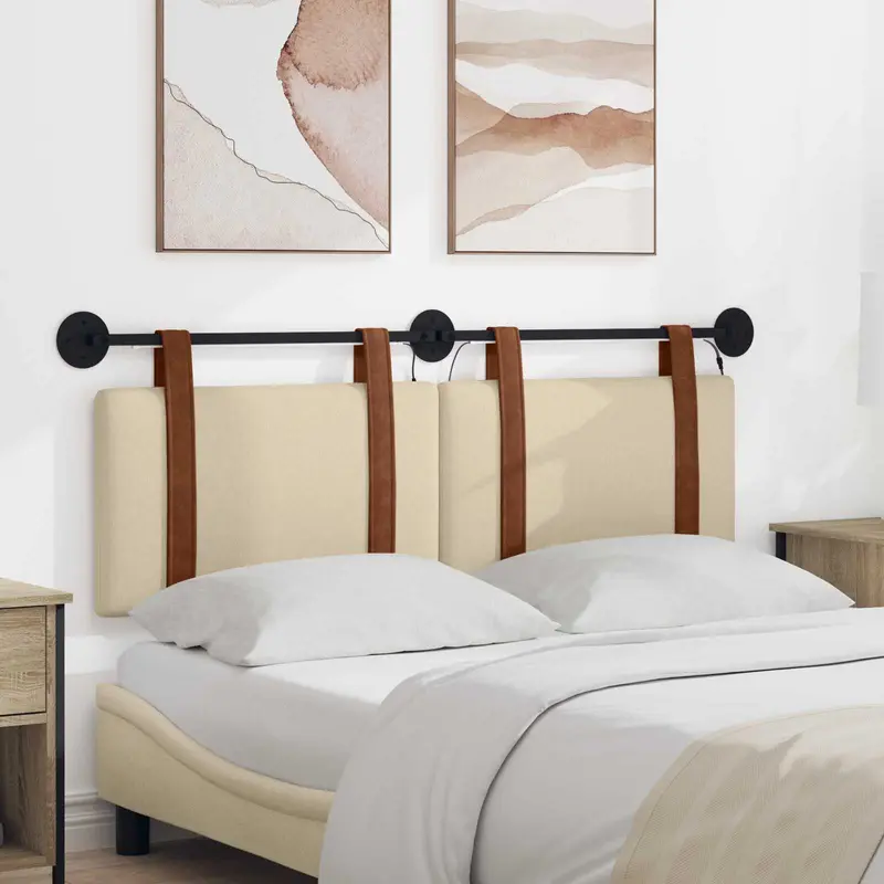 Vidaxl hangend hoofdbord met led-verlichting crèmekleurig antiek pu