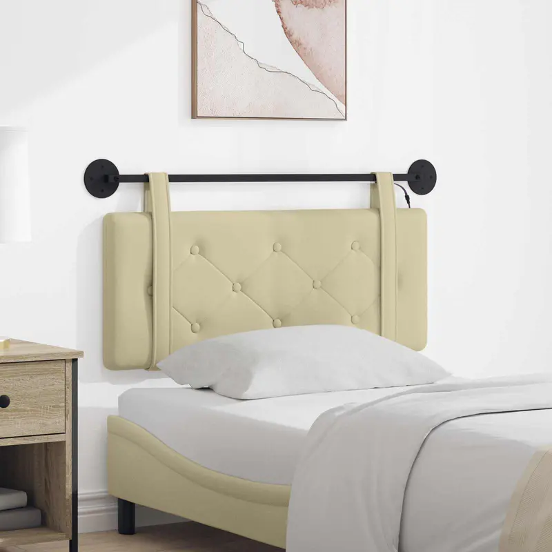 Vidaxl hangend hoofdbord met led-verlichting crèmekleurig kunstleer