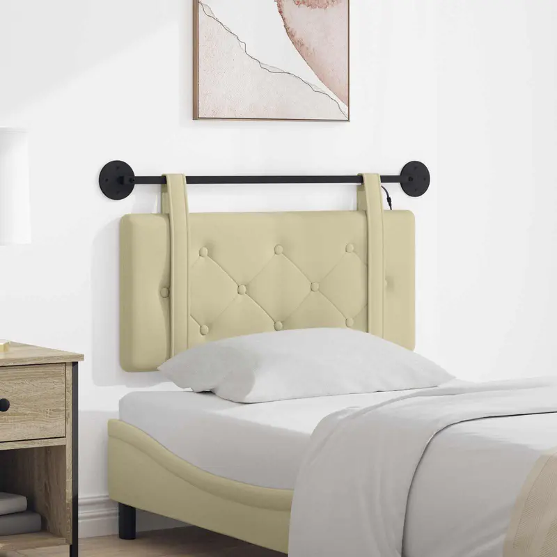 Vidaxl hangend hoofdbord met led-verlichting crèmekleurig kunstleer