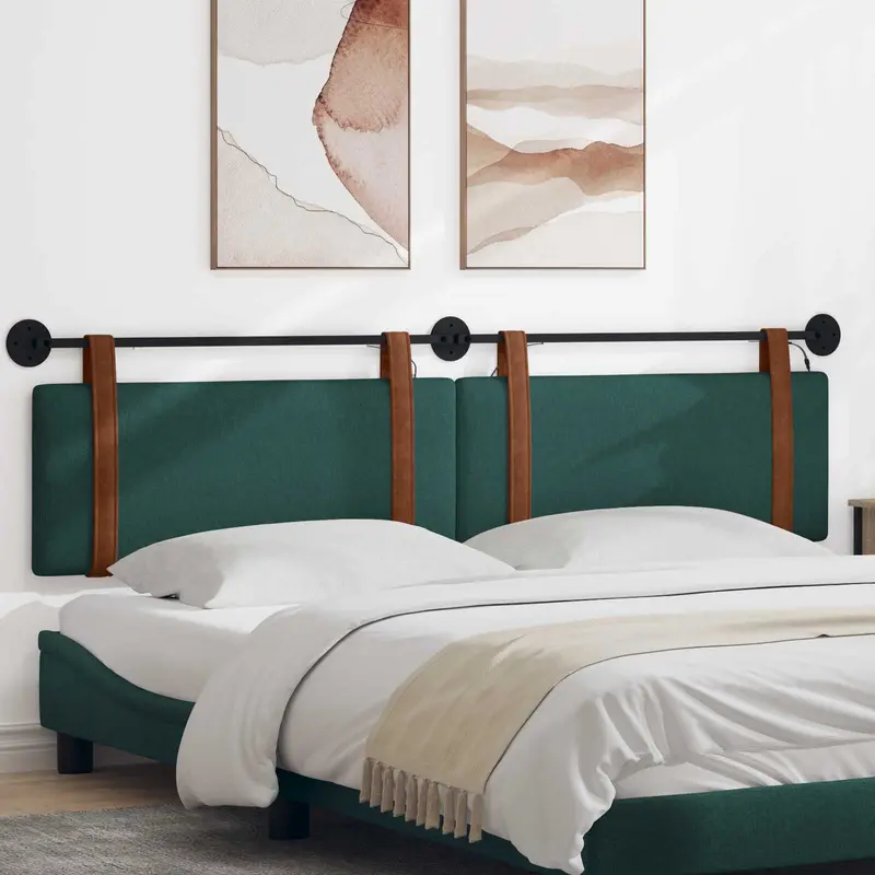 Vidaxl hangend hoofdbord met led-verlichting donkergroen antiek pu