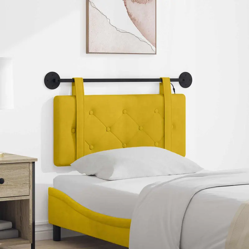 Vidaxl hangend hoofdbord met led-verlichting geel fluweel