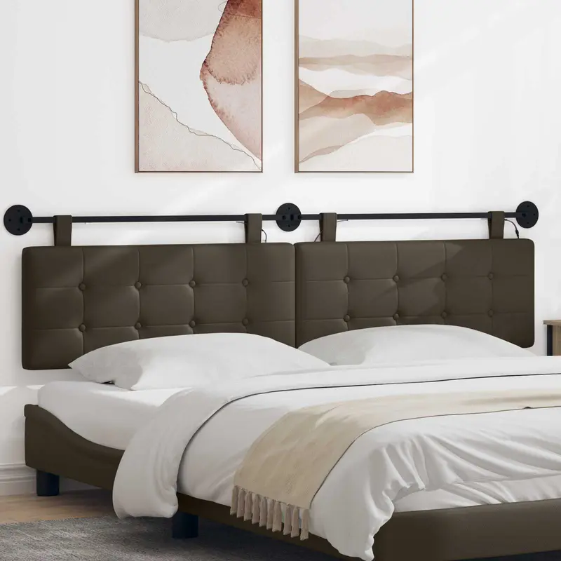 Vidaxl hangend hoofdbord met led-verlichting grijs kunstleer