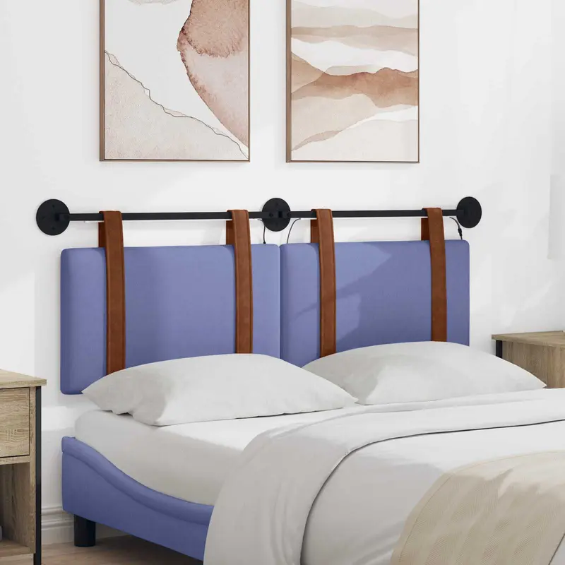 Vidaxl hangend hoofdbord met led-verlichting jeans blauw antiek pu