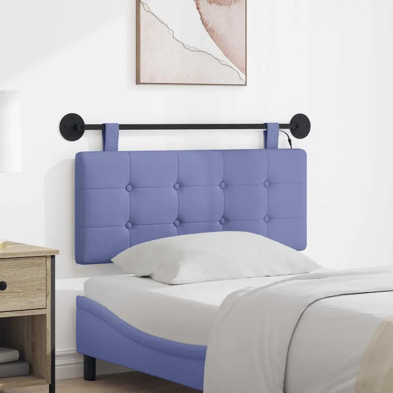 Vidaxl hangend hoofdbord met led-verlichting jeans blauw stof