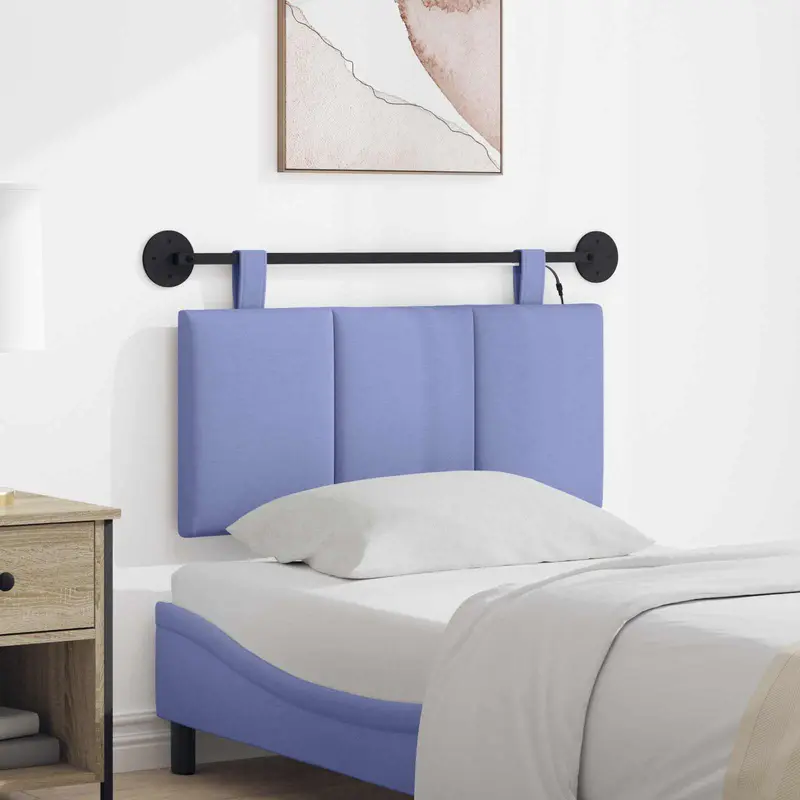 Vidaxl hangend hoofdbord met led-verlichting jeans blauw stof