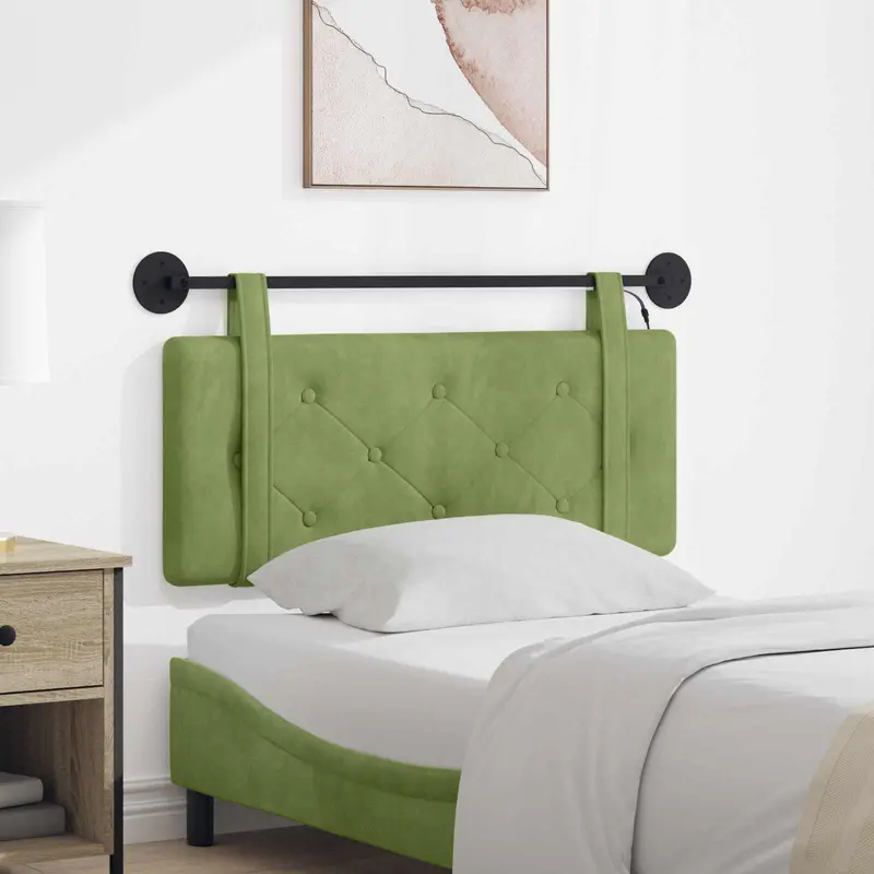 Vidaxl hangend hoofdbord met led-verlichting lichtgroen fluweel