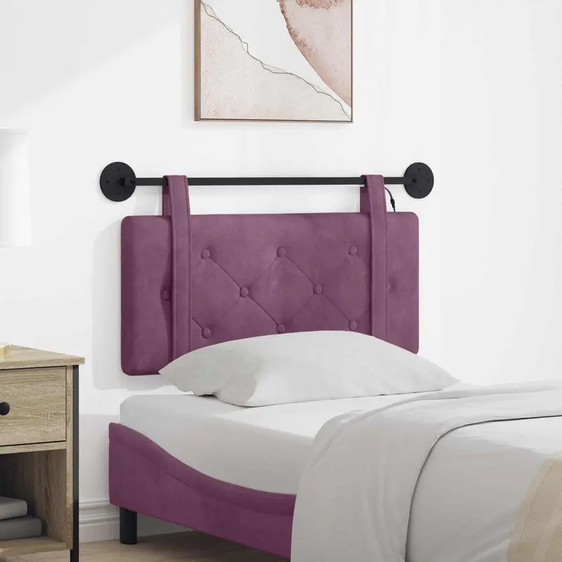 Vidaxl hangend hoofdbord met led-verlichting paars fluweel