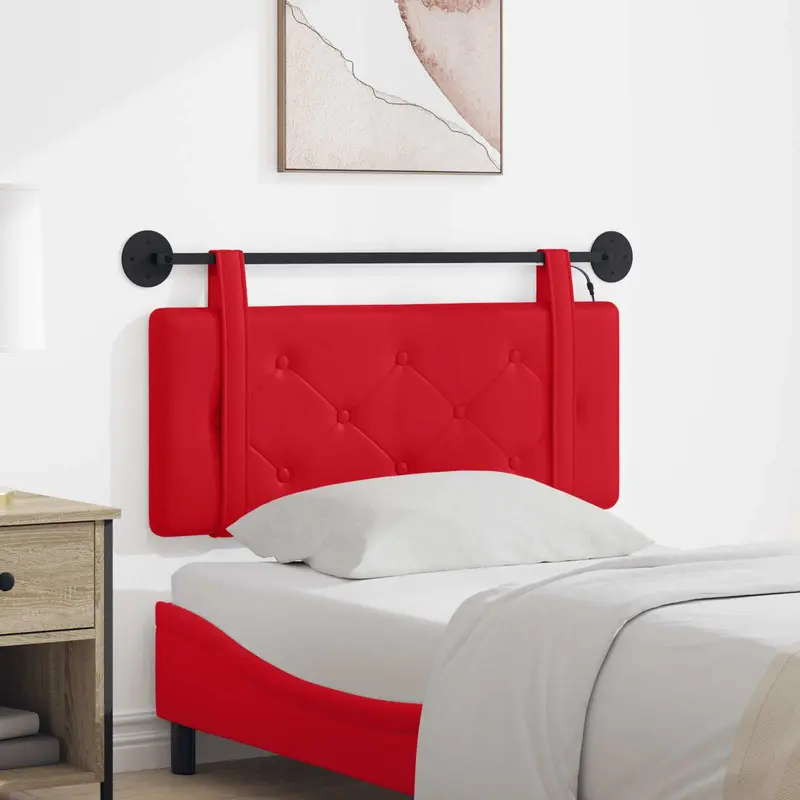 Vidaxl hangend hoofdbord met led-verlichting rood kunstleer