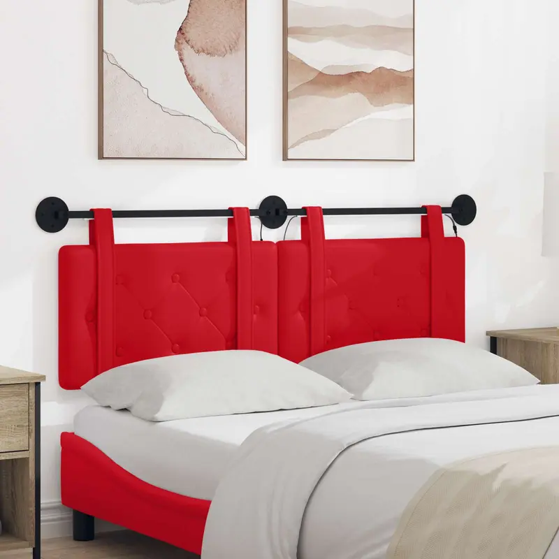 Vidaxl hangend hoofdbord met led-verlichting rood kunstleer