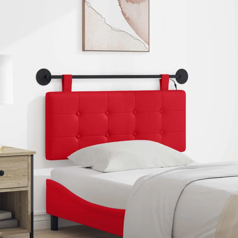 Vidaxl hangend hoofdbord met led-verlichting rood kunstleer