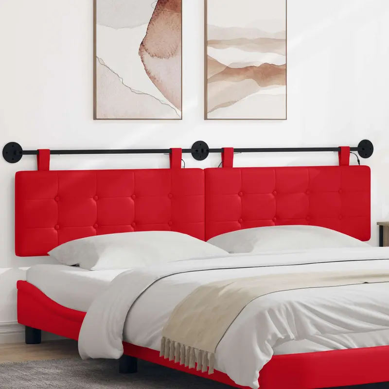 Vidaxl hangend hoofdbord met led-verlichting rood kunstleer