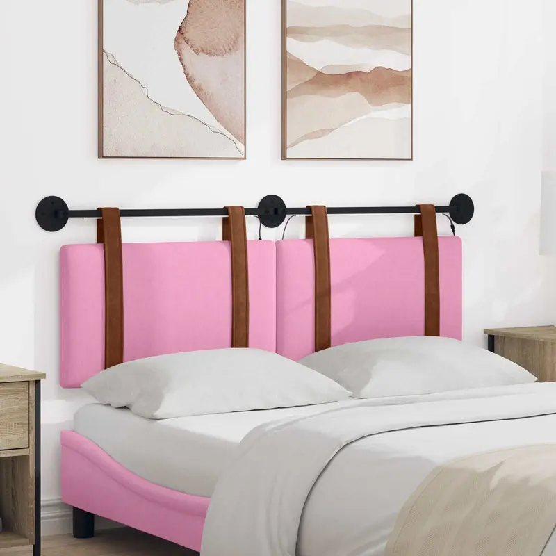 Vidaxl hangend hoofdbord met led-verlichting roze antiek pu