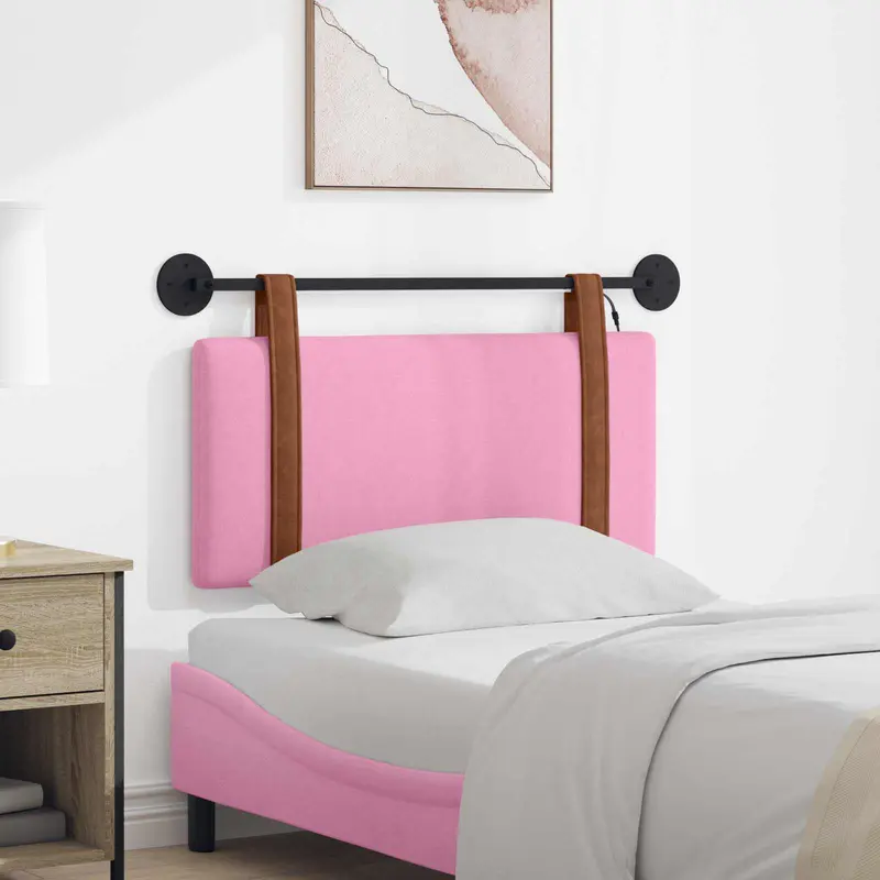 Vidaxl hangend hoofdbord met led-verlichting roze antiek pu