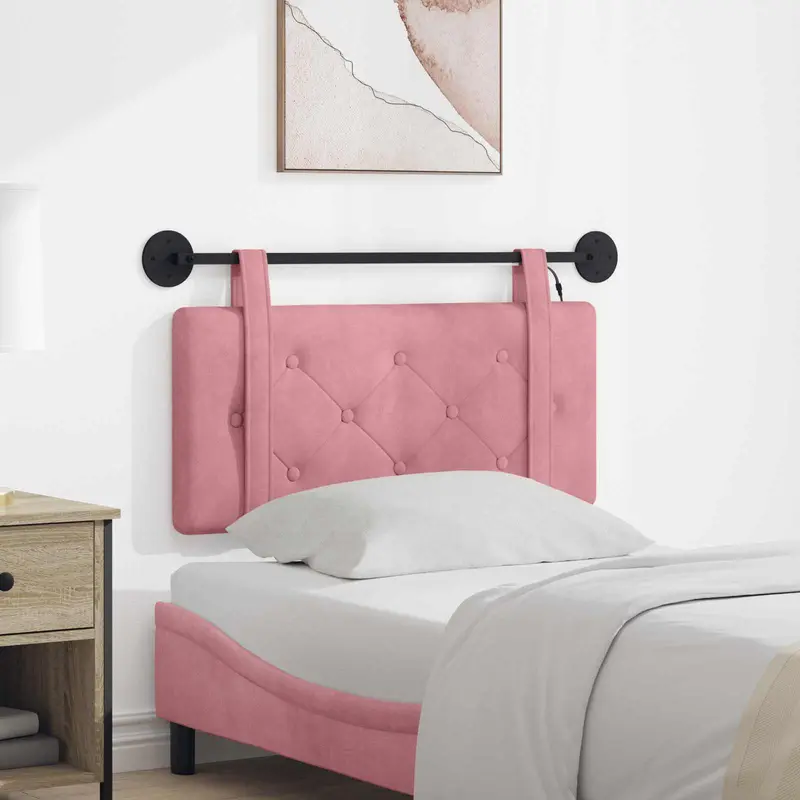 Vidaxl hangend hoofdbord met led-verlichting roze fluweel