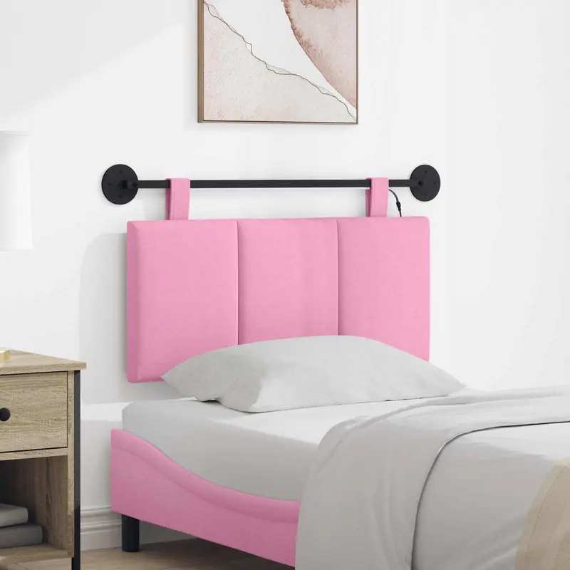 Vidaxl hangend hoofdbord met led-verlichting roze stof