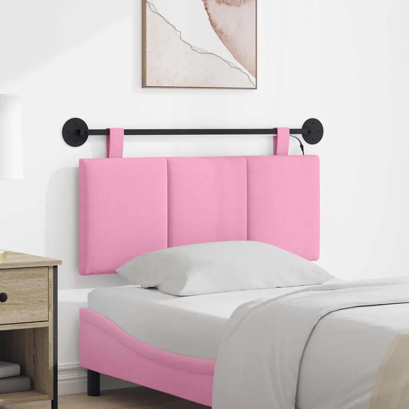 Vidaxl hangend hoofdbord met led-verlichting roze stof