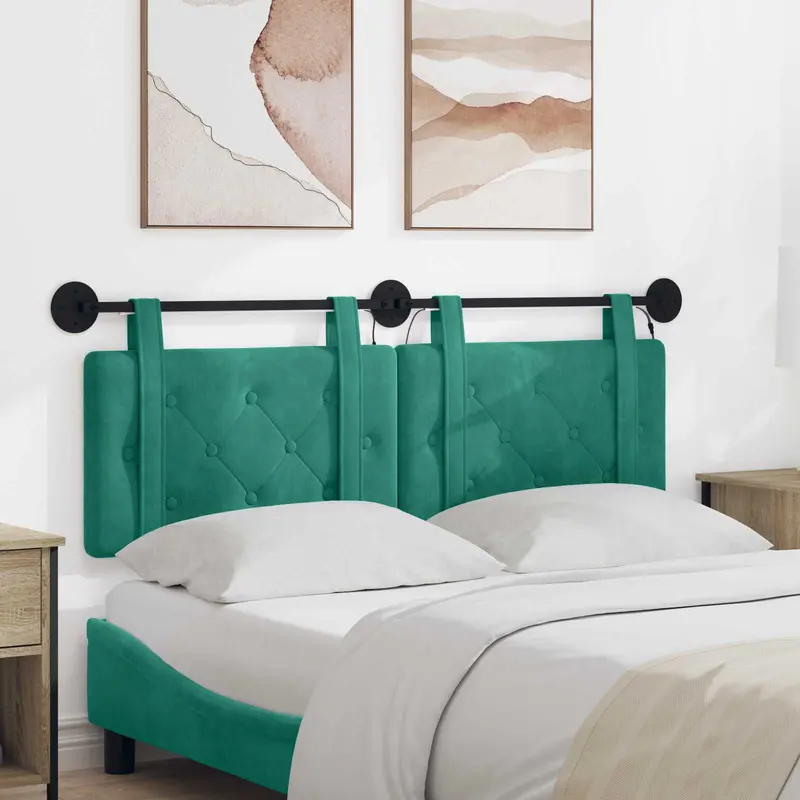 Vidaxl hangend hoofdbord met led-verlichting turquoise fluweel